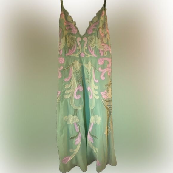 ASOS Dresses & Skirts - NWT ASOS DESIGN Embroidered Applique Cami Midi Dress In Pale Green w/ Pink sz 14